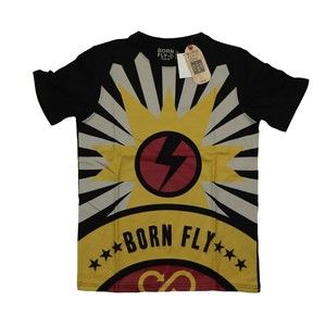 Born fly t-shirt / black color / short sleeve with frontal graphic